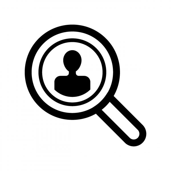 magnifying glass with person icon